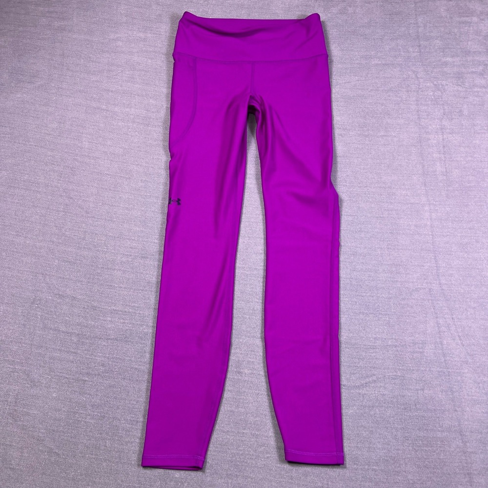 Under Armour Compression Pocket Mid Rise‎ Leggings Women Small Bright Purple